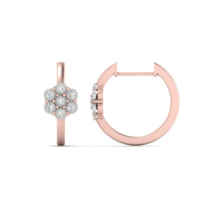 Flower Small 2 Tone Hoop Huggie Earrings