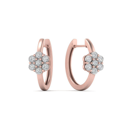 Flower Small 2 Tone Hoop Huggie Earrings