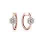 Flower Small 2 Tone Hoop Huggie Earrings