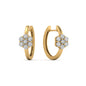 Flower Small 2 Tone Hoop Huggie Earrings