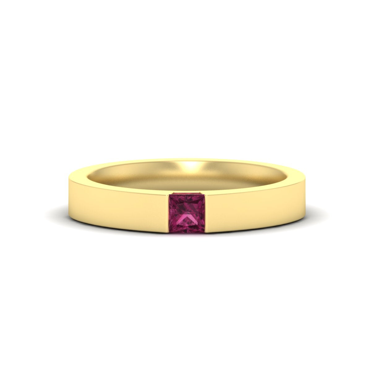 Half Bezel Solitaire Mens Engagement Ring