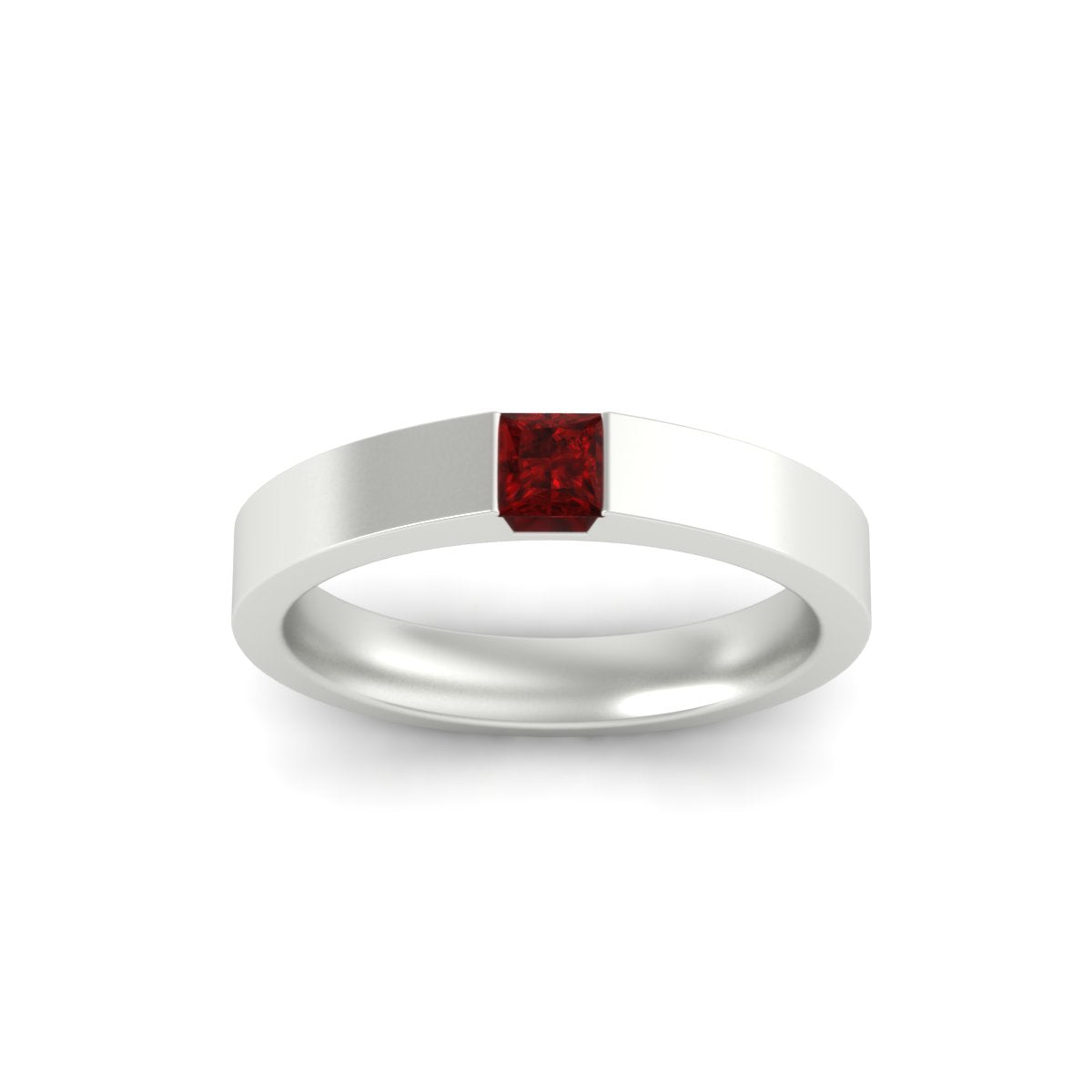 Half Bezel Solitaire Mens Engagement Ring