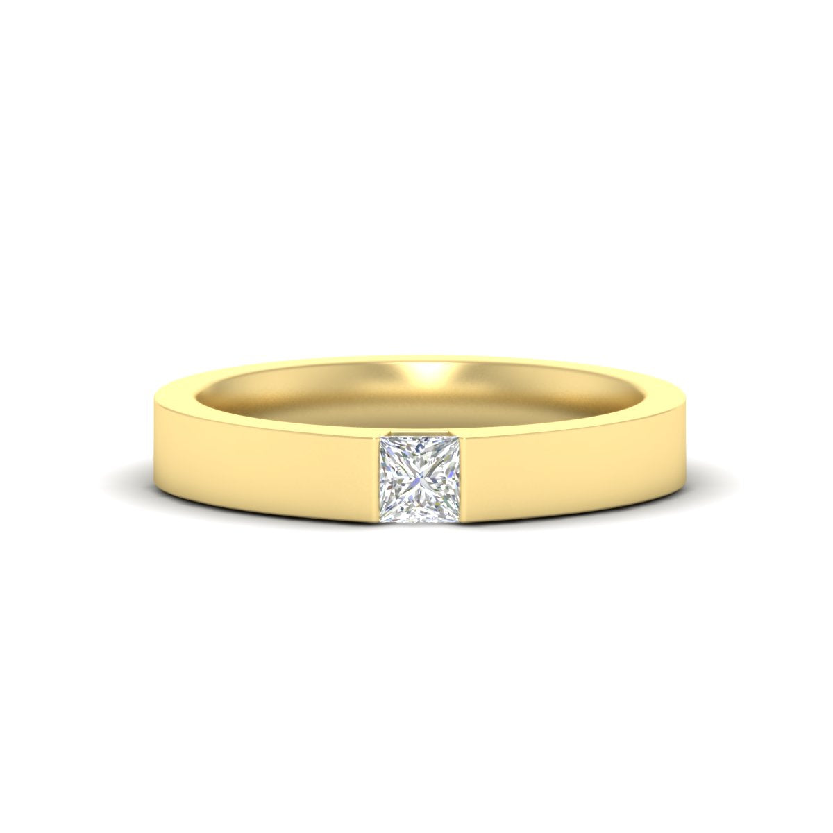 Half Bezel Solitaire Mens Engagement Ring