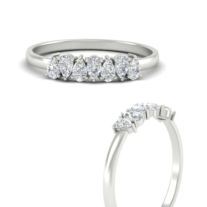 Half Carat 7 Stone Wedding Band Diamond Teardrop