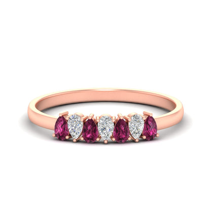 Half Carat 7 Stone Wedding Band Diamond Teardrop