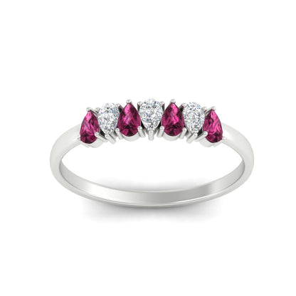 Half Carat 7 Stone Wedding Band Diamond Teardrop