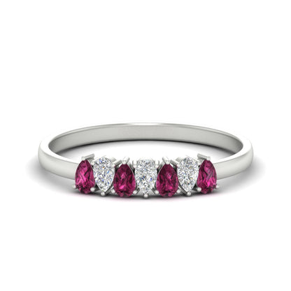 Half Carat 7 Stone Wedding Band Diamond Teardrop