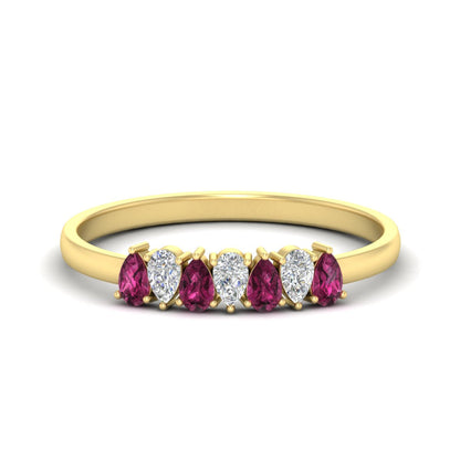 Half Carat 7 Stone Wedding Band Diamond Teardrop