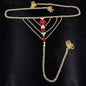 Heart Rhinestone Panty Body Jewelry with Garter Belt
