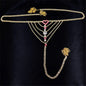 Heart Rhinestone Panty Body Jewelry with Garter Belt