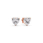 3 Prong Heart Shaped Diamond Solitaire Stud Earring in Basket Setting
