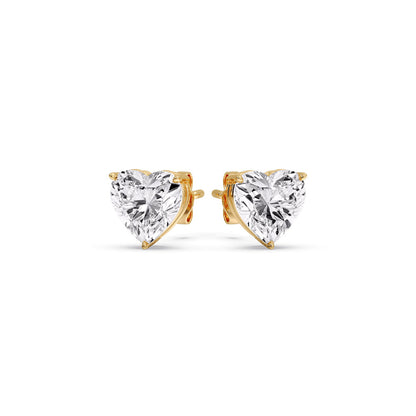3 Prong Heart Shaped Diamond Solitaire Stud Earring in Basket Setting