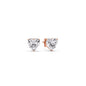 3 Prong Heart Shaped Diamond Solitaire Stud Earring in Basket Setting