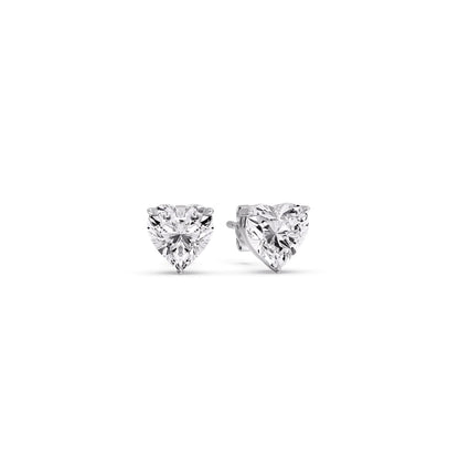 3 Prong Heart Shaped Diamond Solitaire Stud Earring in Basket Setting