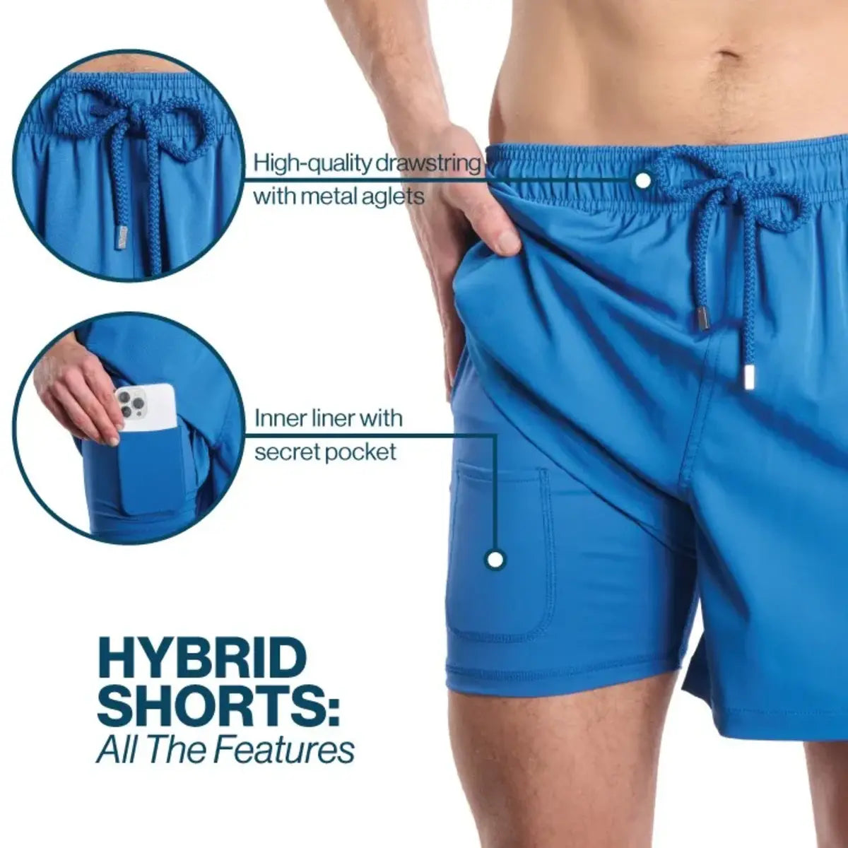 Men’s Premium Compression-Lined Hybrid Shorts – Tropical Swirl - Coral and Orchid