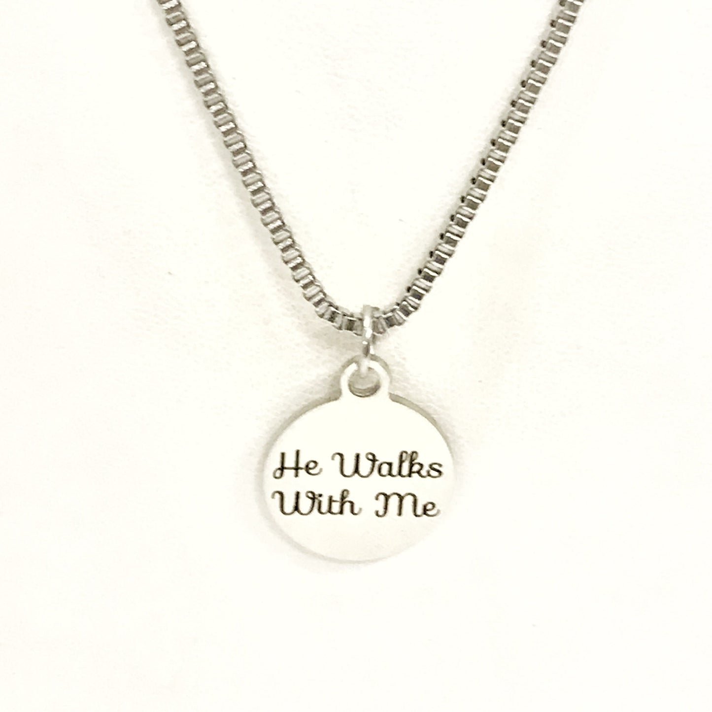 Christian Gift, He Walks With Me Necklace, Men Christian Jewelry, Christian Man Necklace, Baptism Gift, Religious Gift For Him, Husband Gift