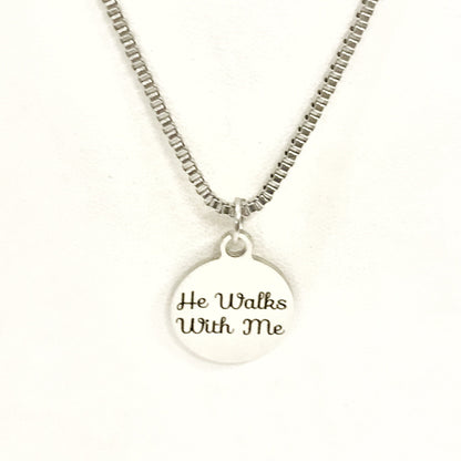 Christian Gift, He Walks With Me Necklace, Men Christian Jewelry, Christian Man Necklace, Baptism Gift, Religious Gift For Him, Husband Gift