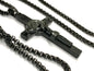 All Black Saint Benedict Crucifix Medal Cross Catholic Light Weight Chain Necklace for Men Black Religious San Benito Jesus