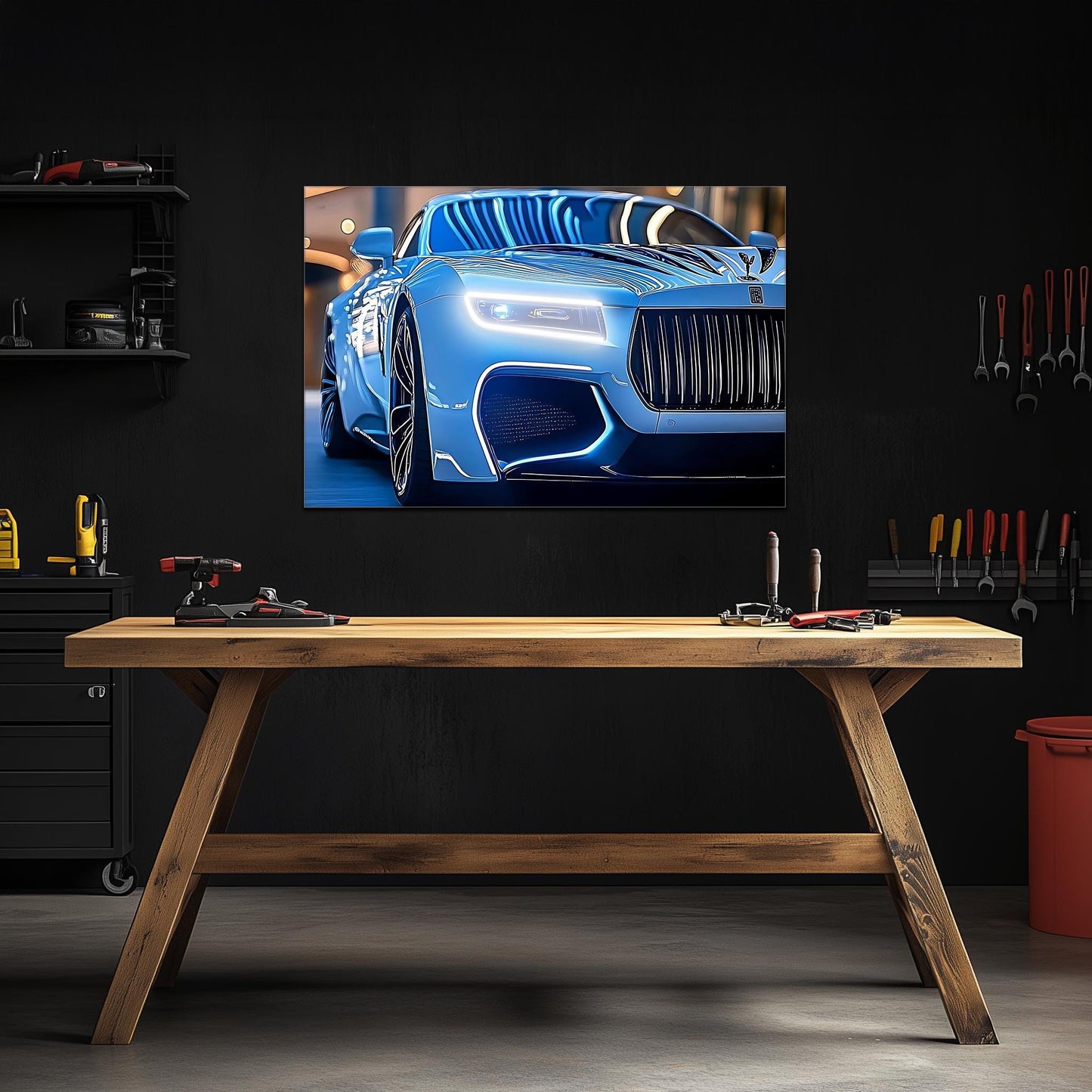 Luxury Car Neon Wall Art - UV Printed LED Plexiglass Sign for Garage, Man Cave & Showroom - Adjustable Light and Free Shipping