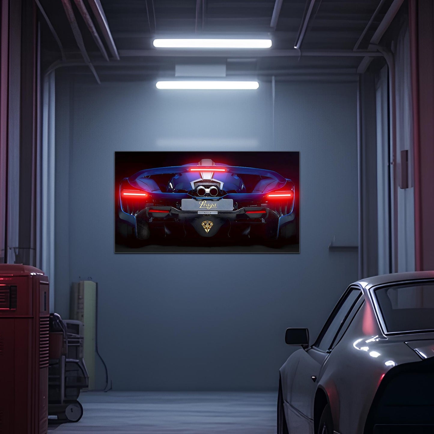Supercar Rear View Neon Wall Art – LED Garage Decor – Gift for Car Enthusiasts – Man Cave Wall Sign – Luxury Car Poster – Free Shipping
