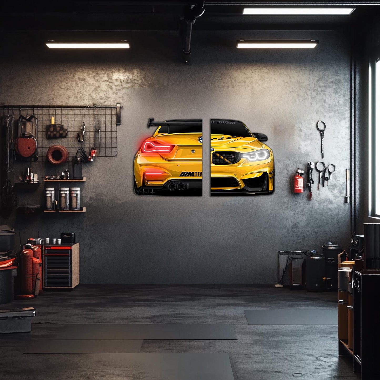 Custom Acrylic Poster with Neon Lights | Custom LED Backlit Wall Art | High-Quality Automotive Poster for Car Enthusiasts, Gifting