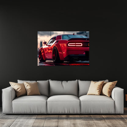 Muscle Car Neon Wall Art - UV Printed LED Plexiglass Sign for Garage, Man Cave & Racing Fans - Adjustable Light and Free Shipping