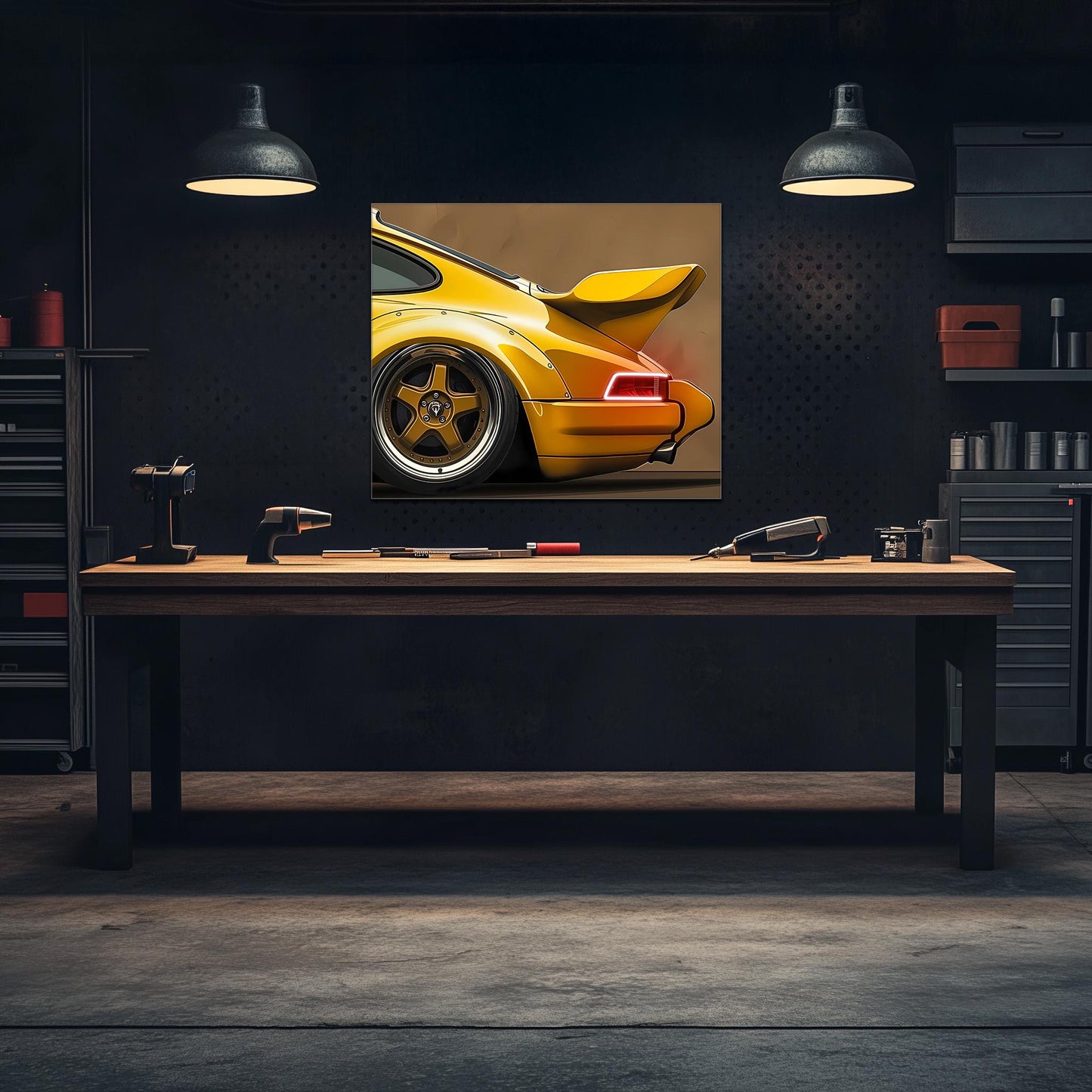 Classic Car Neon Wall Art - UV Printed LED Plexiglass Sign for Garage, Man Cave & Retro Car Fans - Adjustable Light and Free Shipping