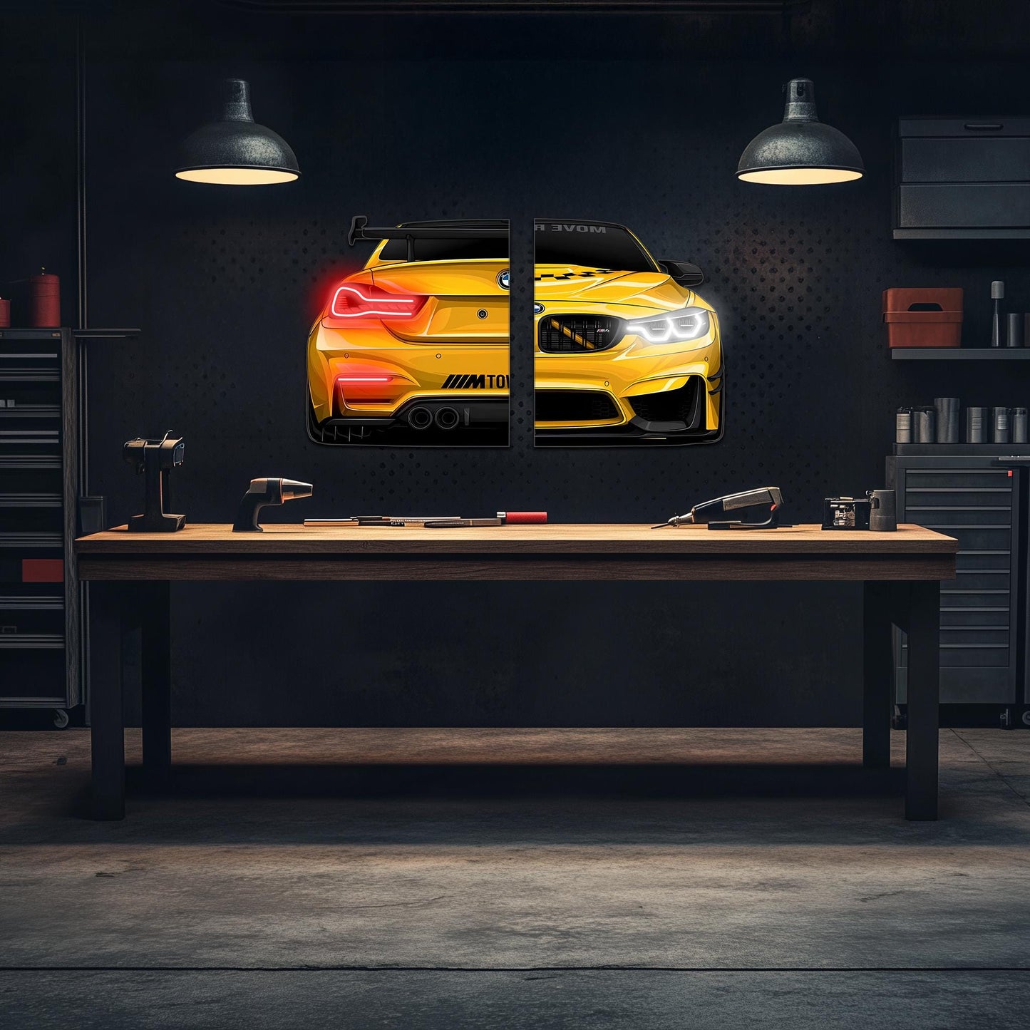 Custom Acrylic Poster with Neon Lights | Custom LED Backlit Wall Art | High-Quality Automotive Poster for Car Enthusiasts, Gifting