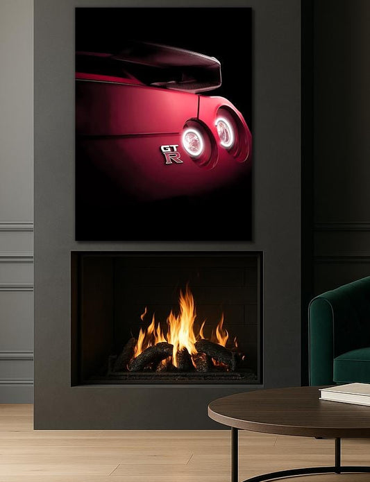 LED Sports Car Tail Light Wall Art – UV Print Acrylic, Includes Free Remote