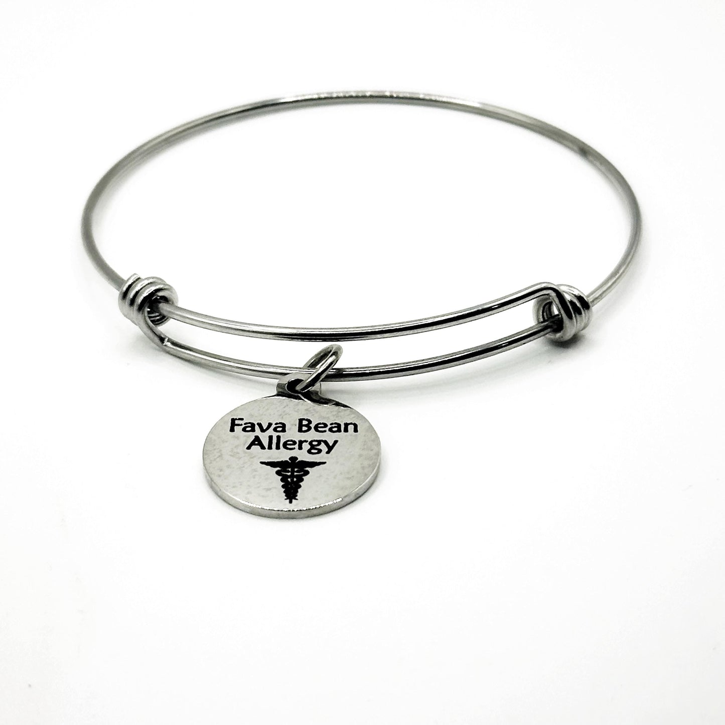 Fava Bean Allergy Medical Condition Charm Bracelet Stainless Steel Expanding Bangle Allergy Awareness Jewelry