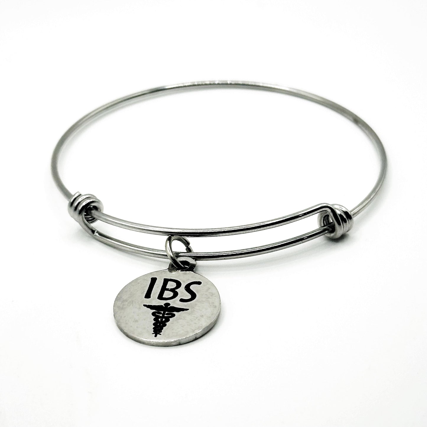 IBS Medical Condition Charm Bracelet Stainless Steel Expanding Bangle Digestive Health Awareness Jewelry