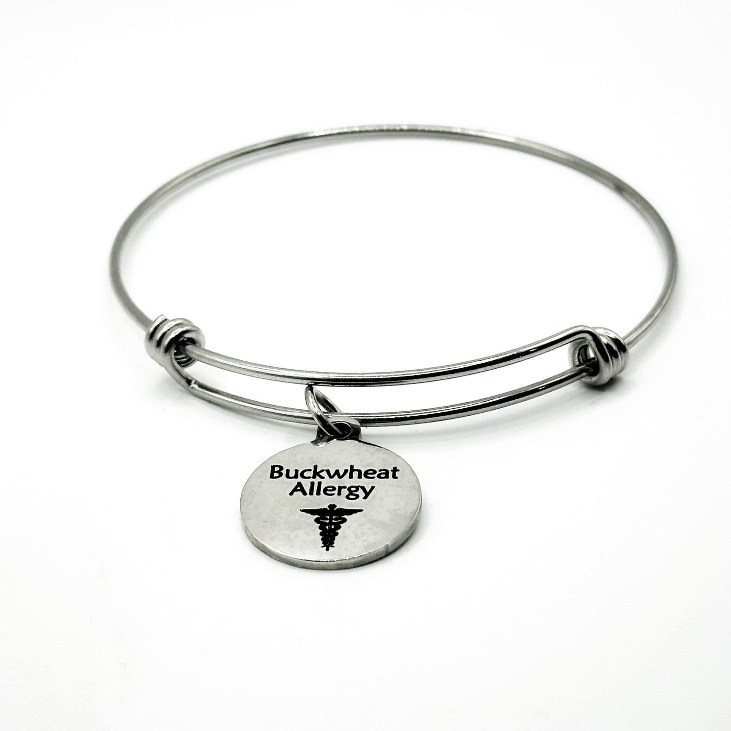 Buckwheat Allergy Medical Condition Charm Bracelet Stainless Steel Expanding Bangle Allergy Awareness Jewelry