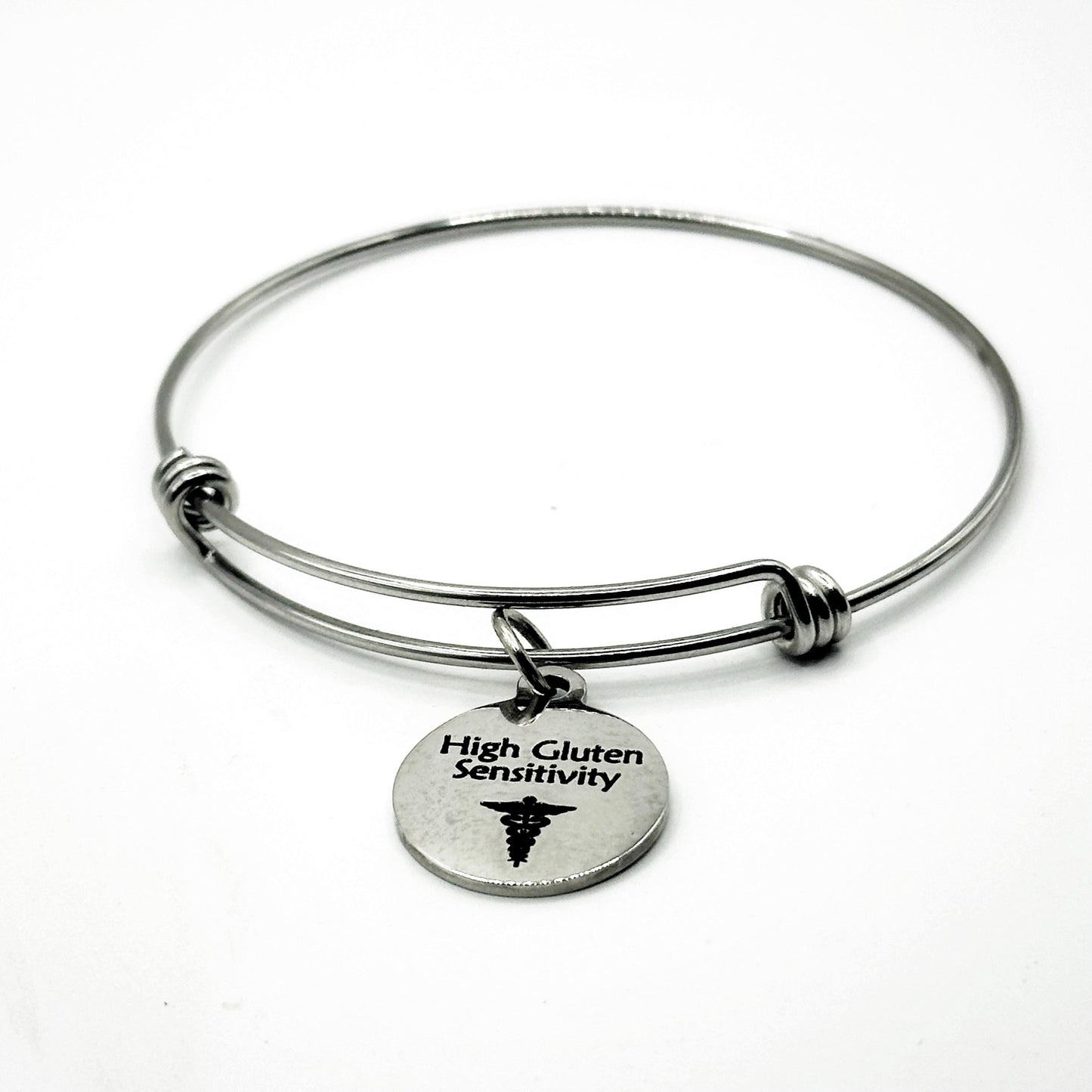 High Gluten Sensitivity Medical Condition Charm Bracelet Stainless Steel Expanding Bangle Food Sensitivity Awareness Jewelry