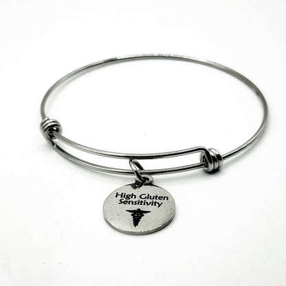 High Gluten Sensitivity Medical Condition Charm Bracelet Stainless Steel Expanding Bangle Food Sensitivity Awareness Jewelry