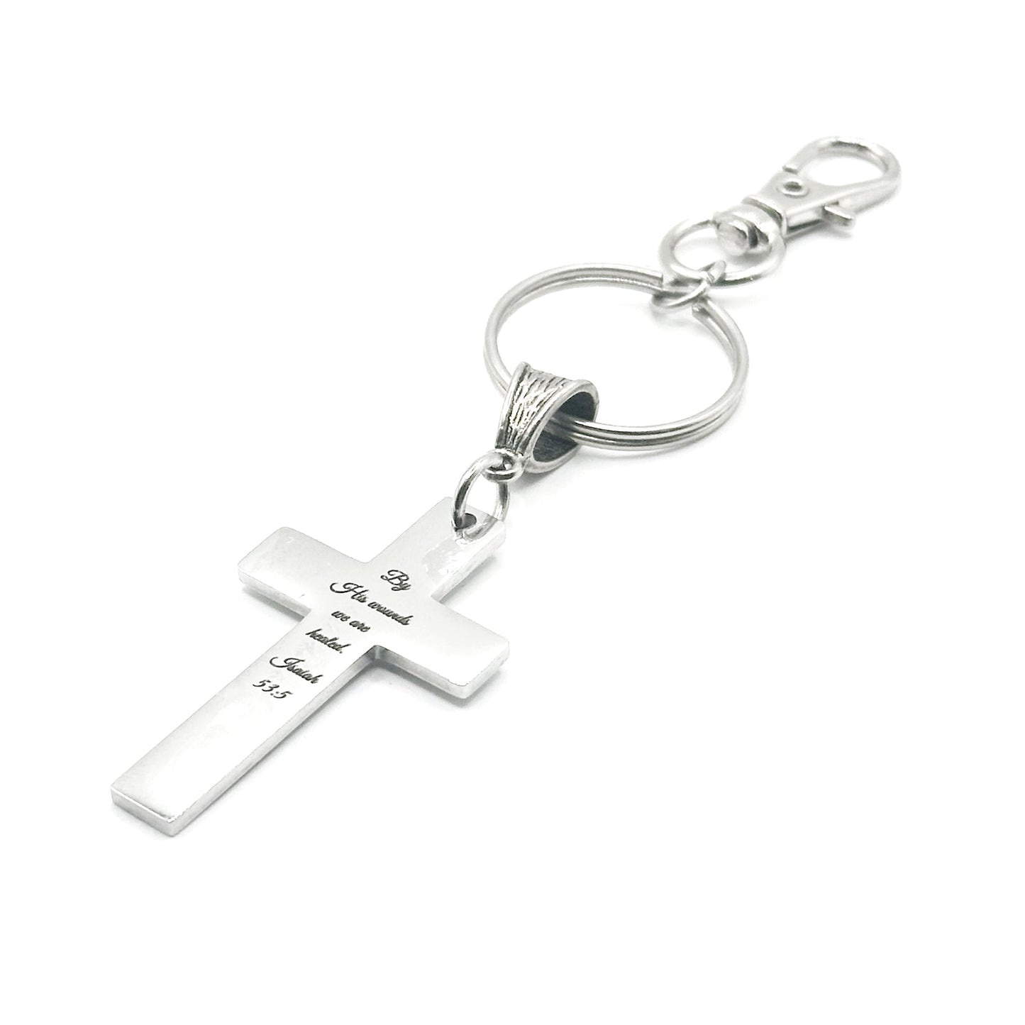 By His Wounds We Are Healed Isaiah 53 5 Cross Keychain Christian Scripture Faith Gift