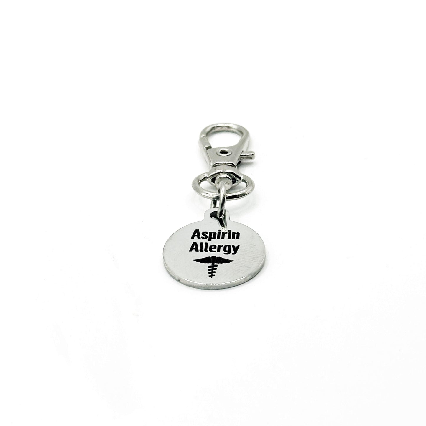 Aspirin Allergy Medical Alert Clip On Charm Stainless Steel Allergy Tag Emergency Awareness Gift