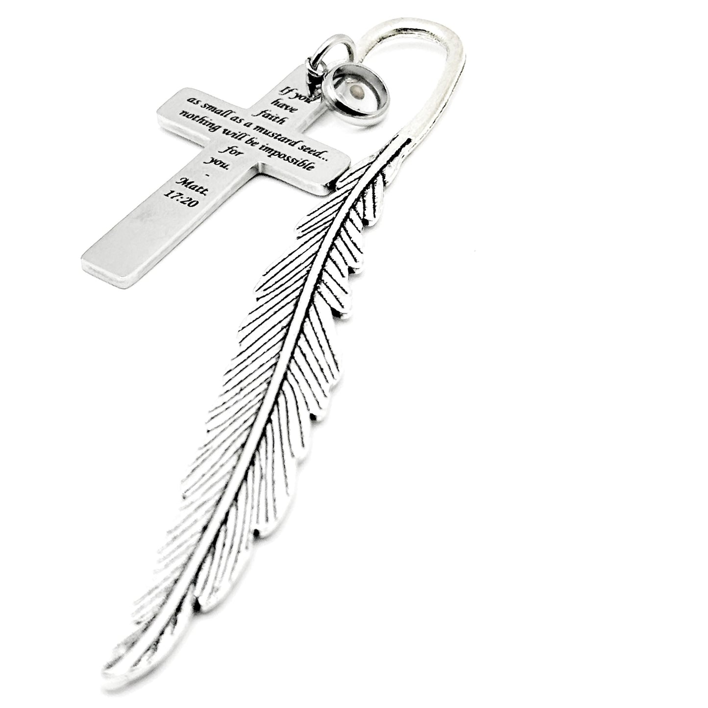 Mustard Seed Faith Cross Bookmark Feather Stem Scripture Gift Christian Bookmark Inspirational Gift Matt 17 20