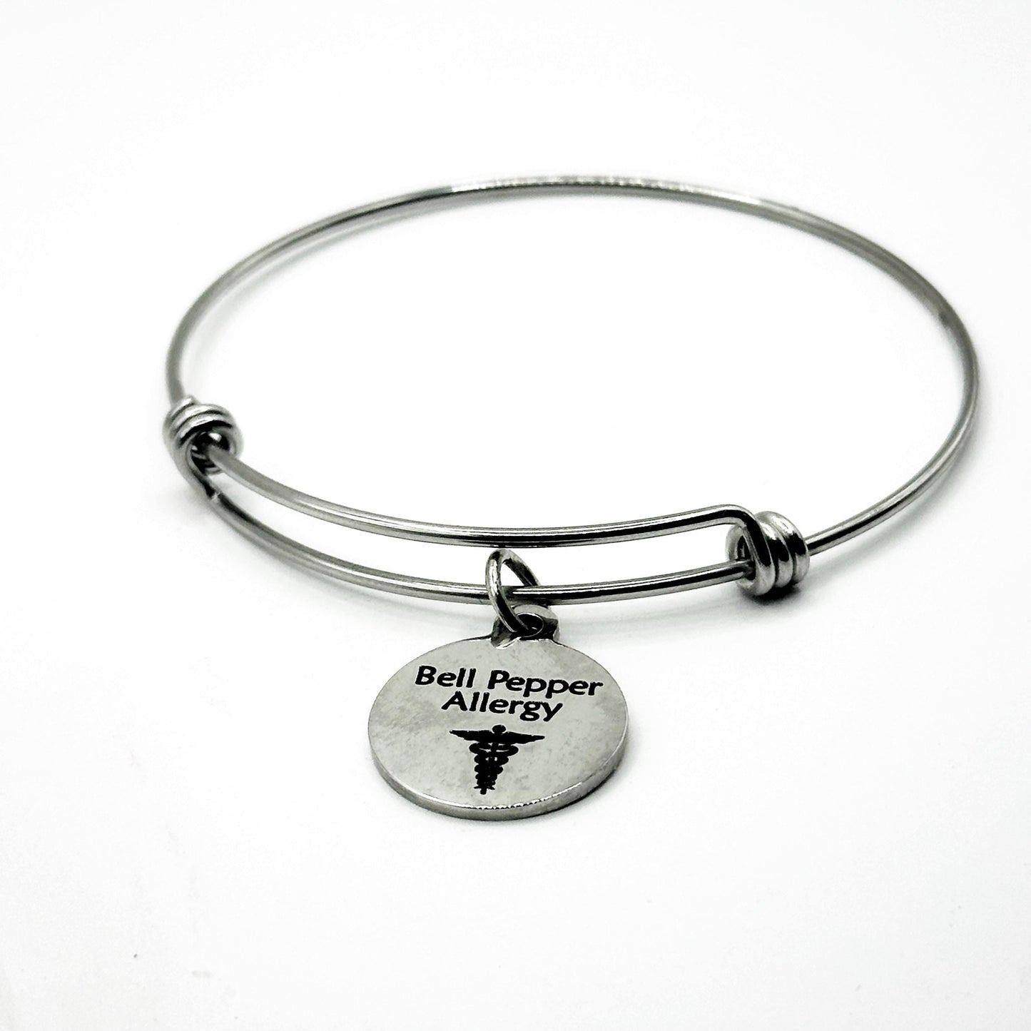 Bell Pepper Allergy Medical Condition Charm Bracelet Stainless Steel Expanding Bangle Food Allergy Awareness Jewelry