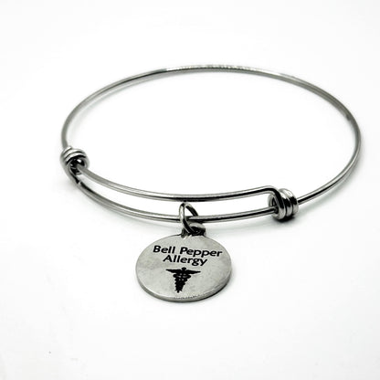 Bell Pepper Allergy Medical Condition Charm Bracelet Stainless Steel Expanding Bangle Food Allergy Awareness Jewelry