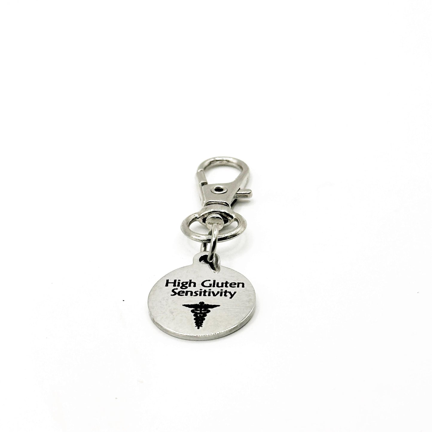 High Gluten Sensitivity Medical Alert Clip On Charm Stainless Steel Allergy Identification Lobster Clasp Charm