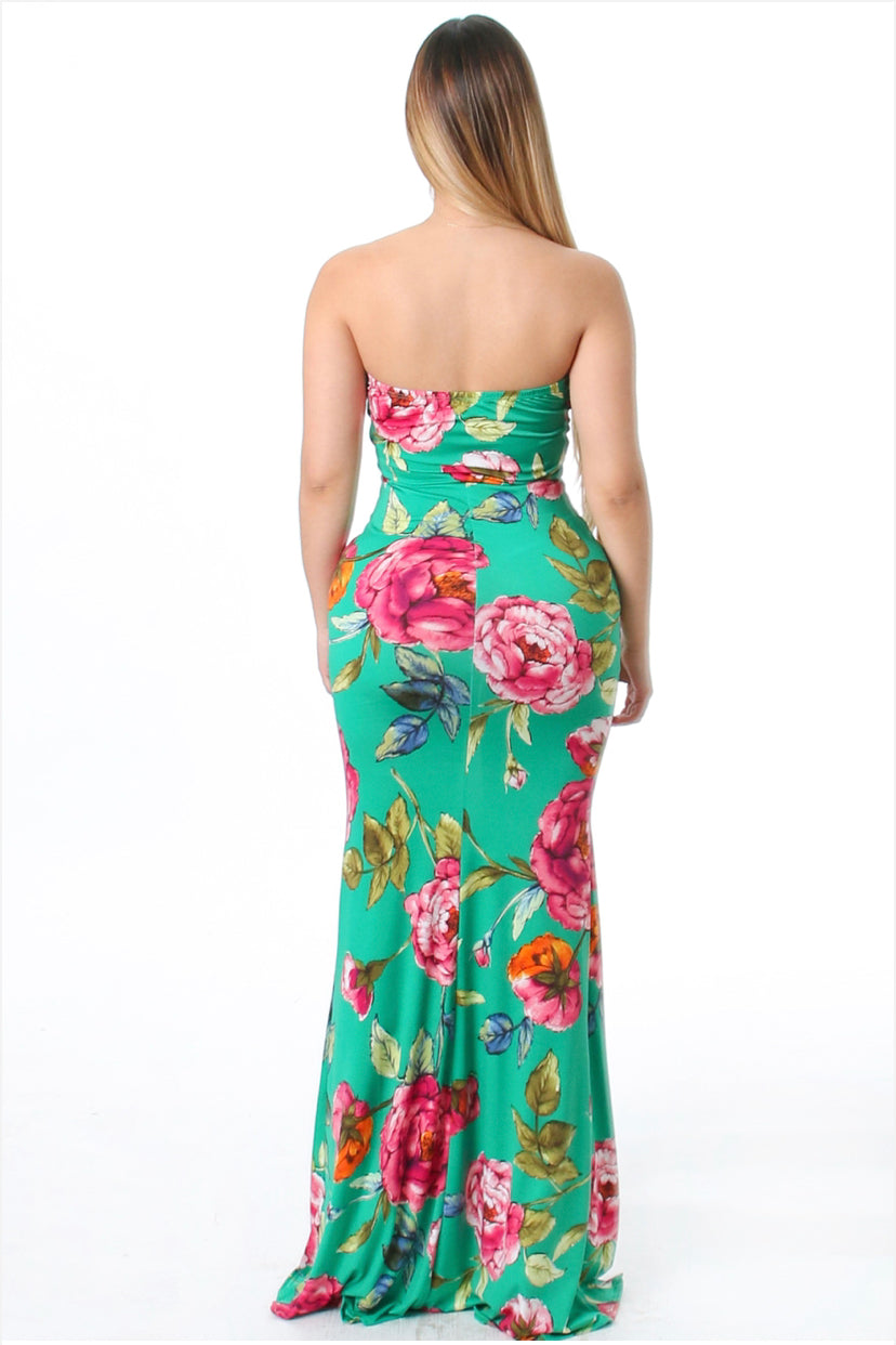 Hollow Front Floral Max Dress