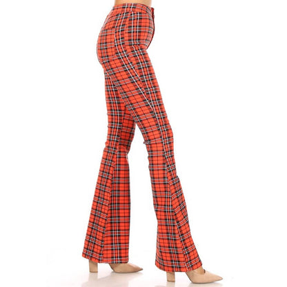 High Rise Plaid Print Pants
