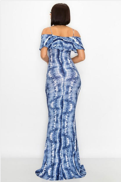 Blue &White Tie Dye Maxi Dress