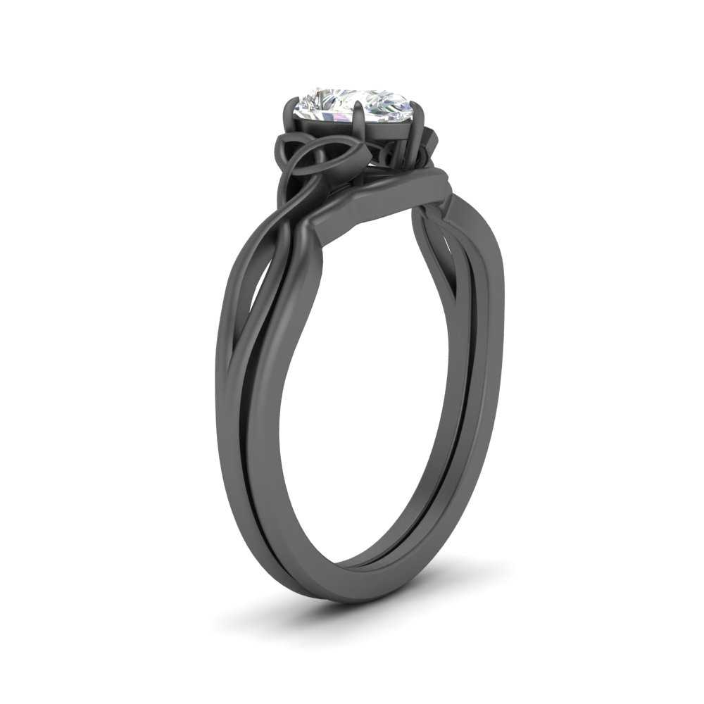 Pear Shaped Infinity Celtic Solitaire Wedding Set