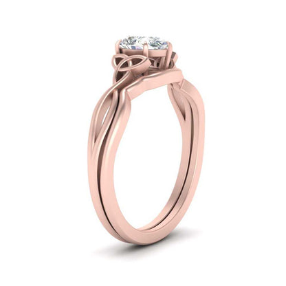 Pear Shaped Infinity Celtic Solitaire Wedding Set