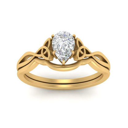 Pear Shaped Infinity Celtic Solitaire Wedding Set