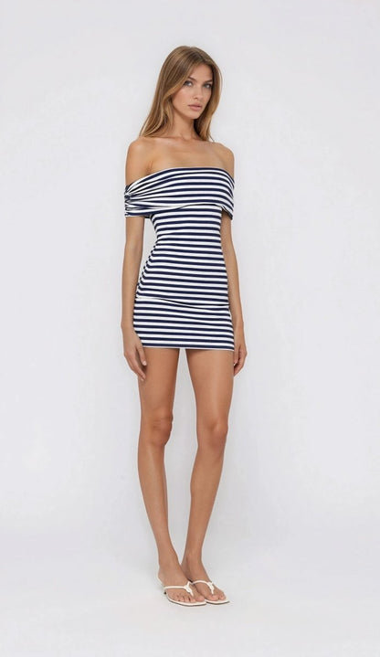 Malory Striped Mini Dress – Navy/White (Final Sale)