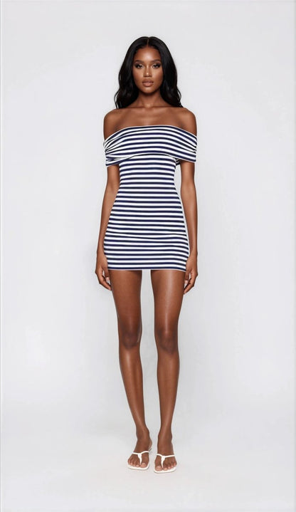 Malory Striped Mini Dress – Navy/White (Final Sale)