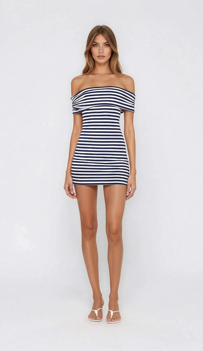 Malory Striped Mini Dress – Navy/White (Final Sale)