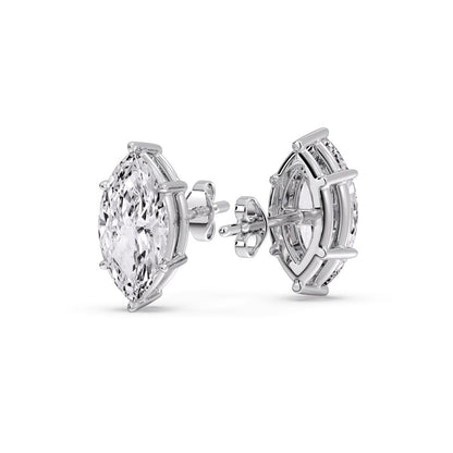 6 Prong Marquise Diamonds Solitaire Stud Earring in Basket Setting